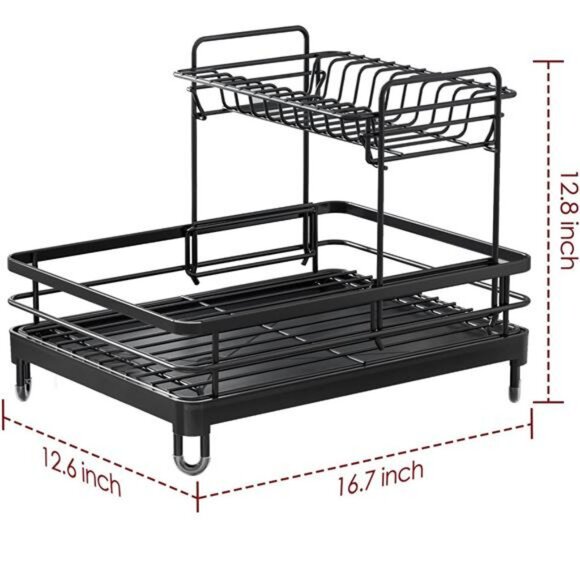 Extra Large Stainless Steel Dish Drying Rack 2 Tier Kitchen Counter Organizer - Picture 2 of 7